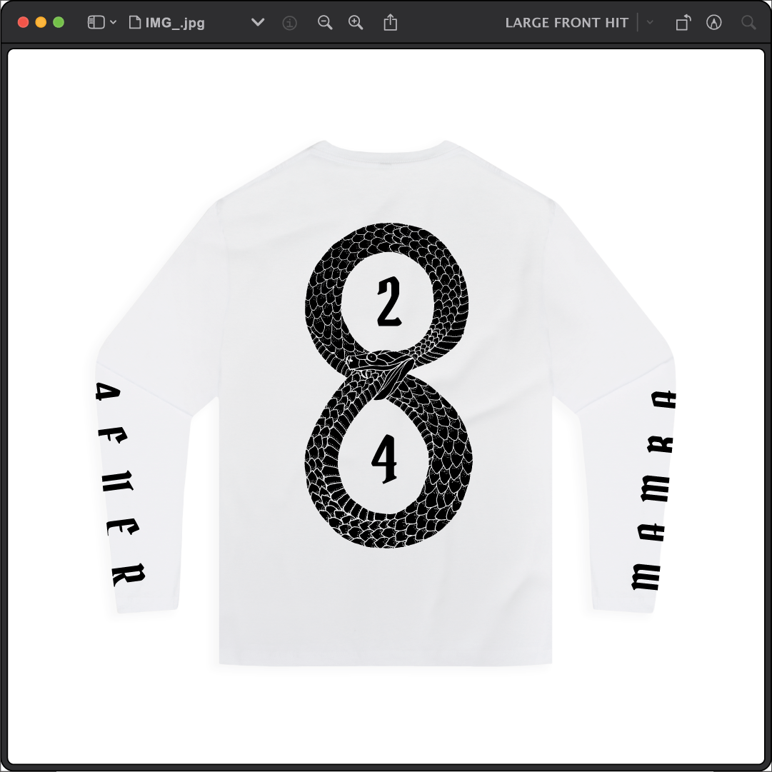 Z_DROPPED - Mens, Unisex - XS - Mamba 8/24 Long Sleeve. - By: Jose Hurtado