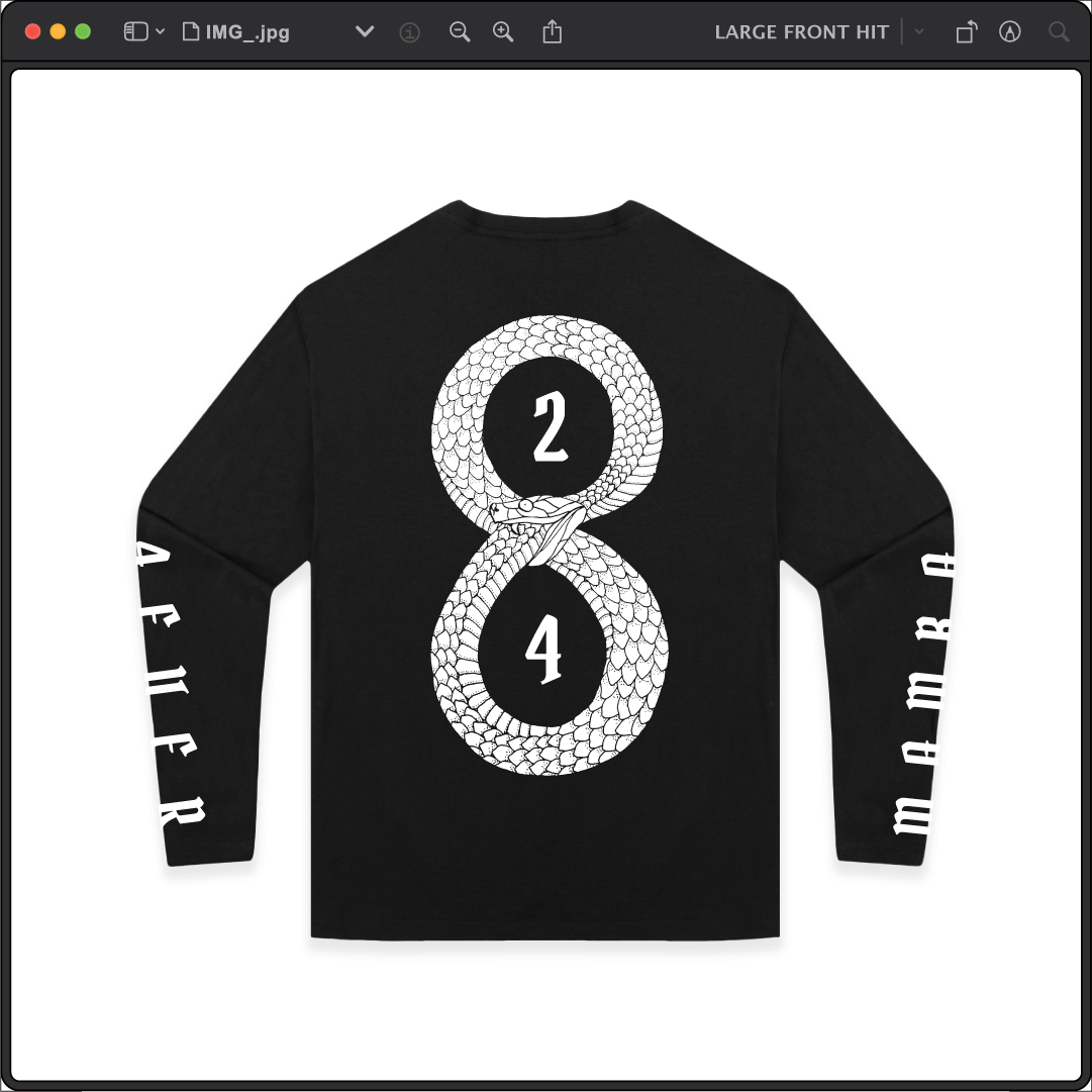 Z_DROPPED - Mens, Unisex - XS - Mamba 8/24 Long Sleeve. - By: Jose Hurtado