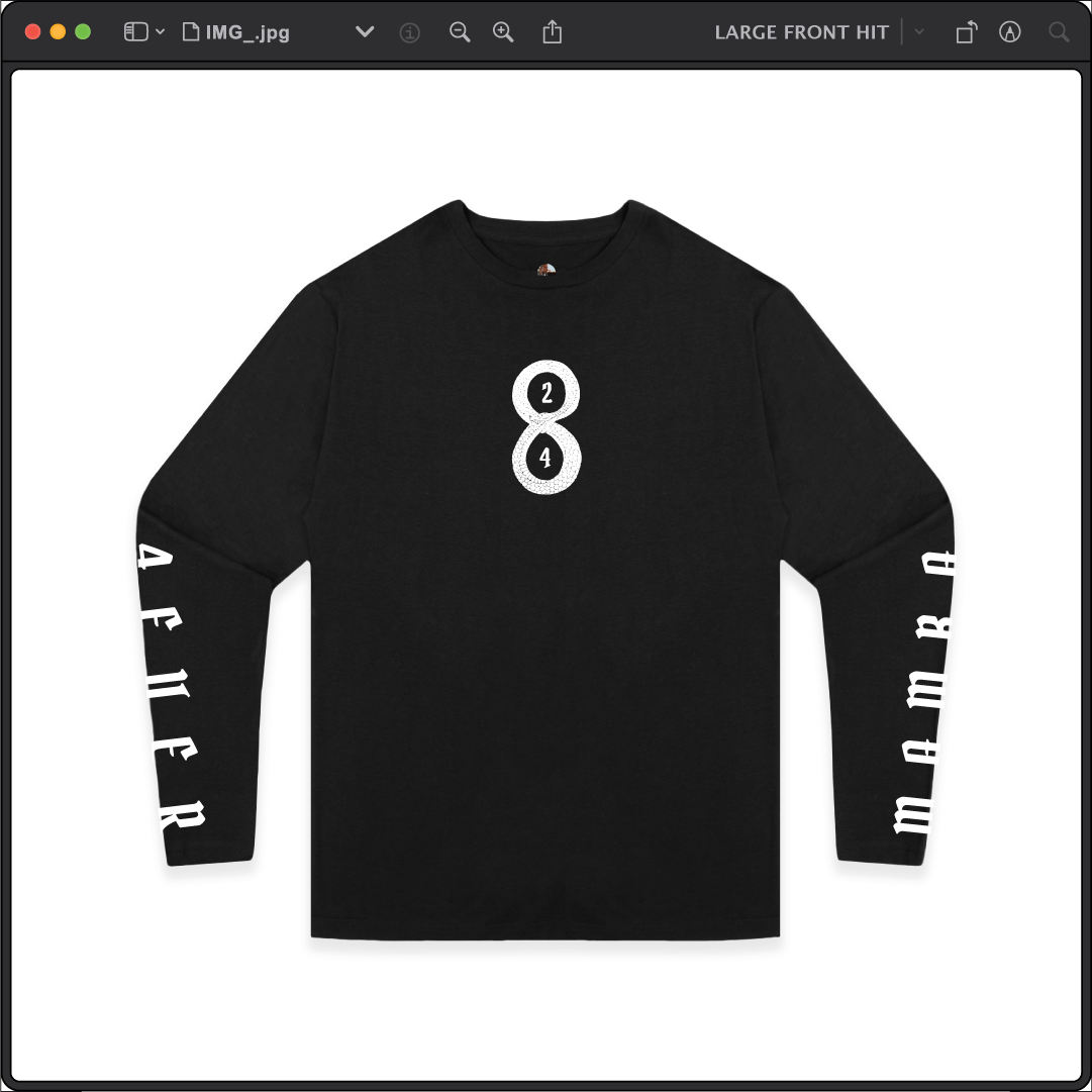 Z_DROPPED - Mens, Unisex - XS - Mamba 8/24 Long Sleeve. - By: Jose Hurtado