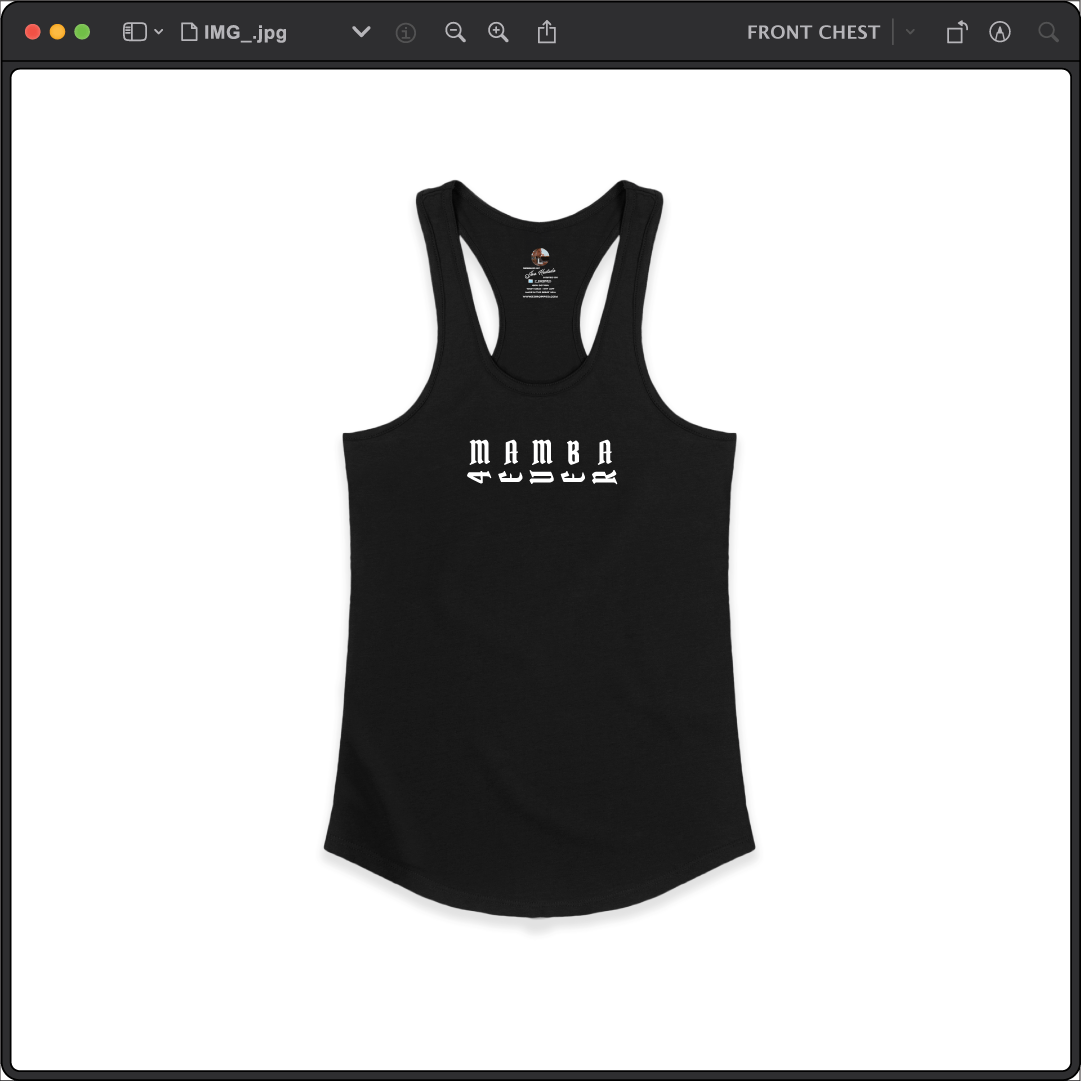 Z_DROPPED - Womens - Black - Mamba 8/24 Racer Back Tank. - By: Jose Hurtado