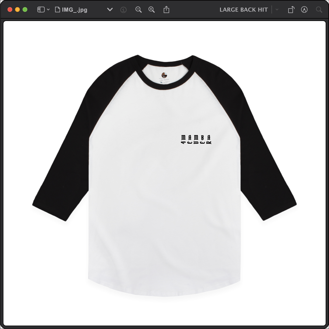 Z_DROPPED - Mens, Unisex - Black / White - Mamba 8/24 Raglan. - By: Jose Hurtado