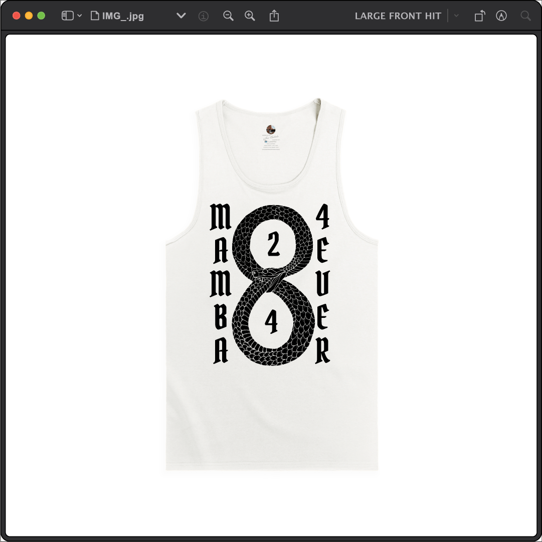 Z_DROPPED - Mens, Unisex - White - Mamba 8/24 Tank Top. - By: Jose Hurtado