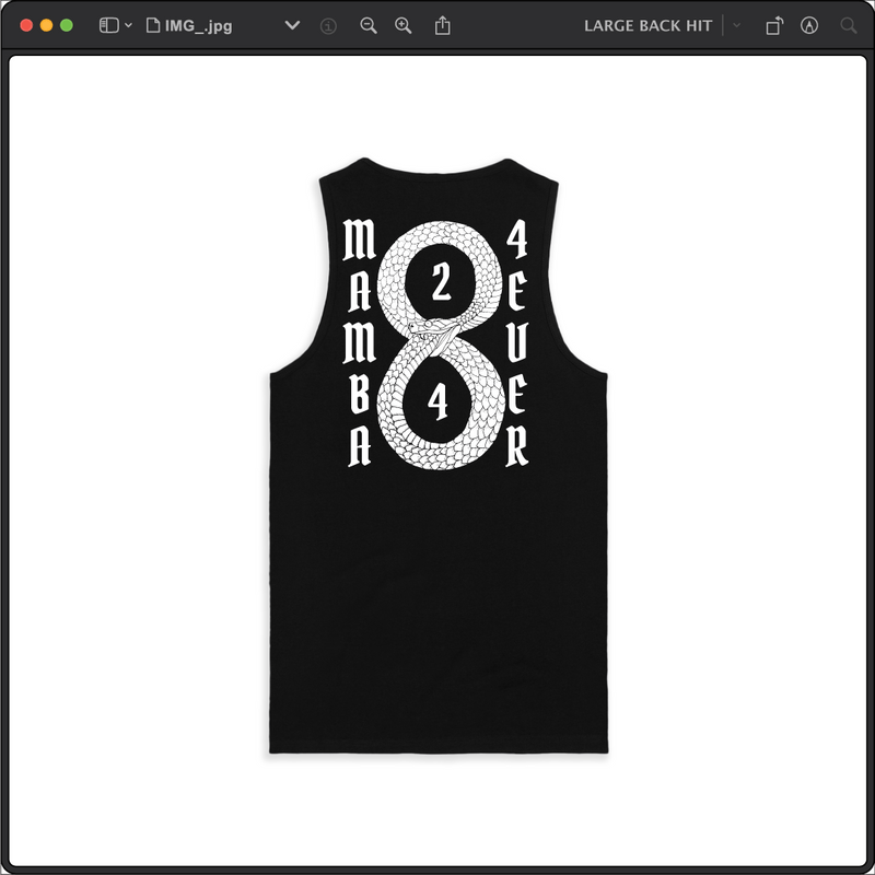 Z_DROPPED - Mens, Unisex - Black - Mamba 8/24 Tank Top. - By: Jose Hurtado