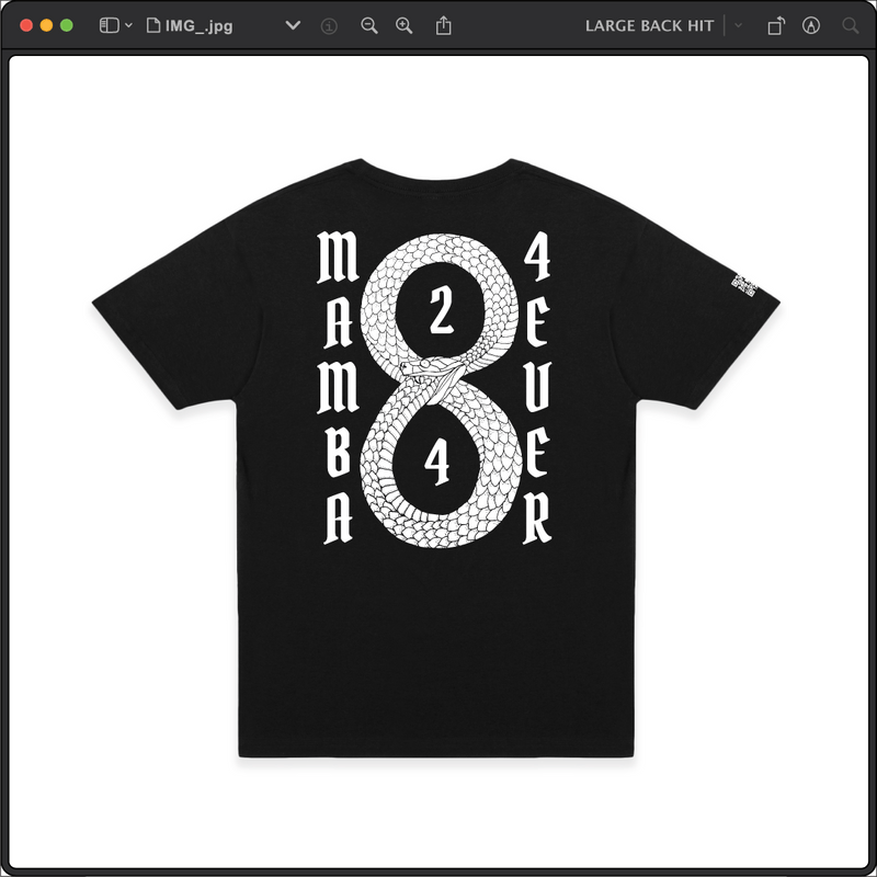 Z_DROPPED - Mens, Unisex - Black - Mamba 8/24 Tee. - By: Jose Hurtado