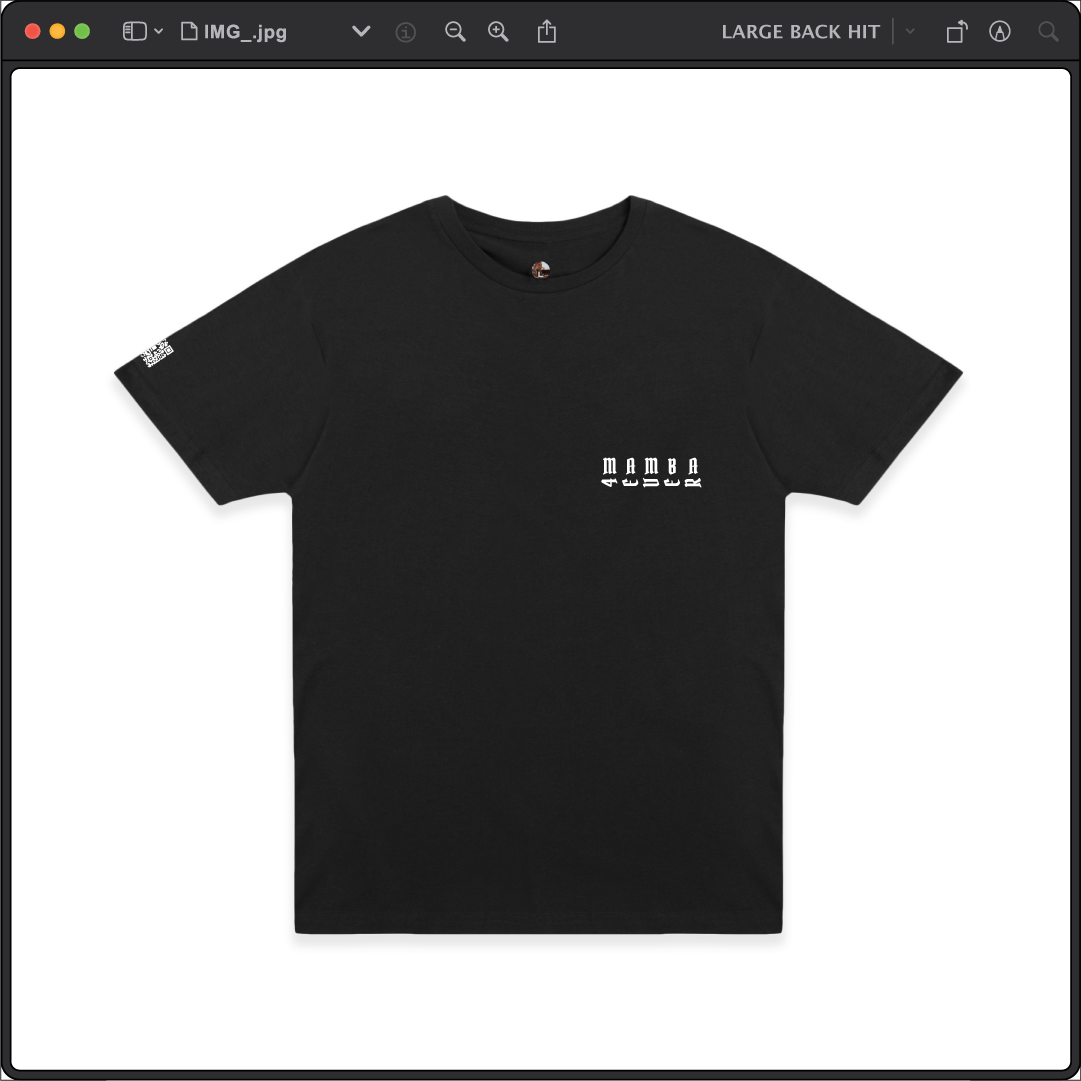 Z_DROPPED - Mens, Unisex - Black - Mamba 8/24 Tee. - By: Jose Hurtado