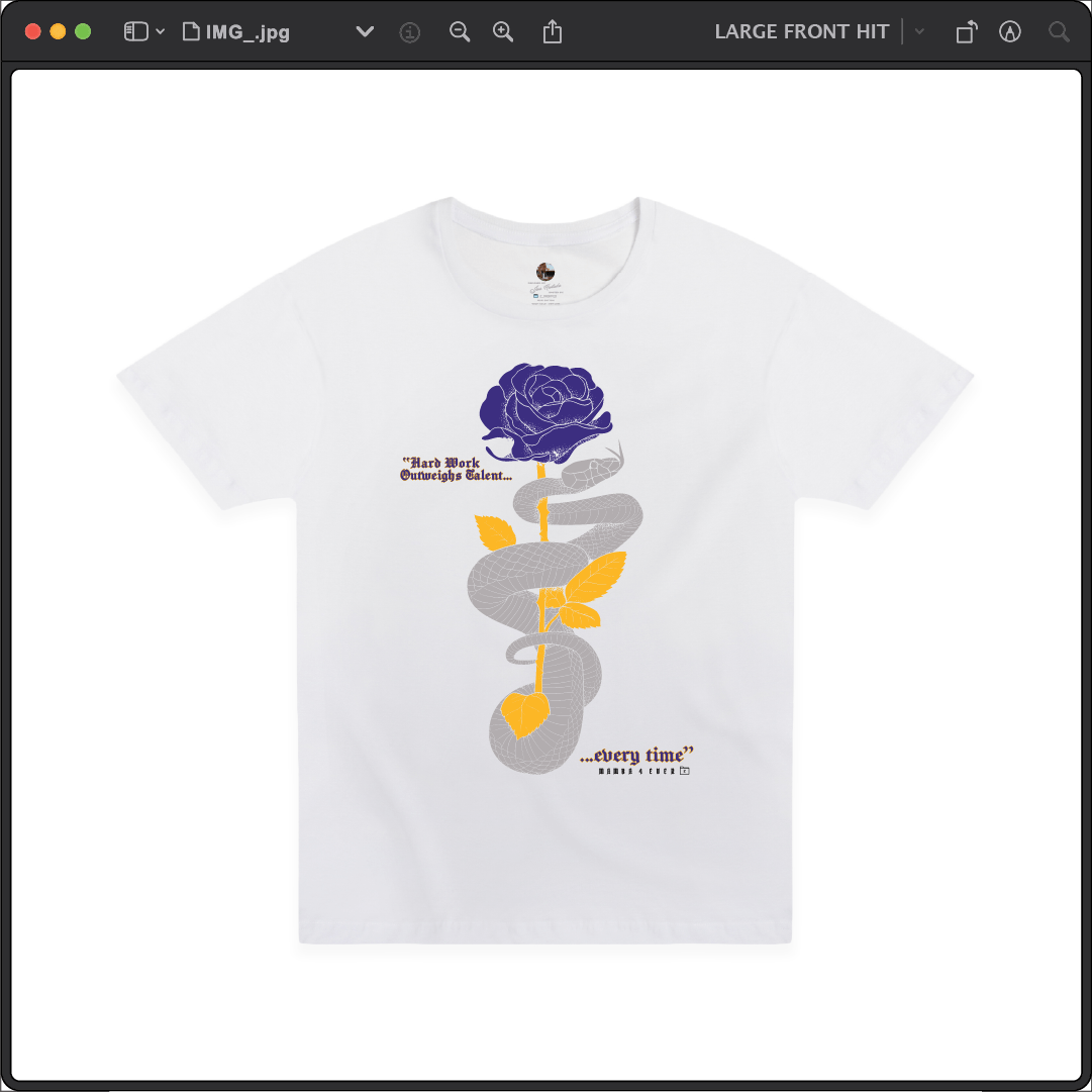 Z_DROPPED - Mens, Unisex - White - Mamba Quote Tee. - By: Jose Hurtado