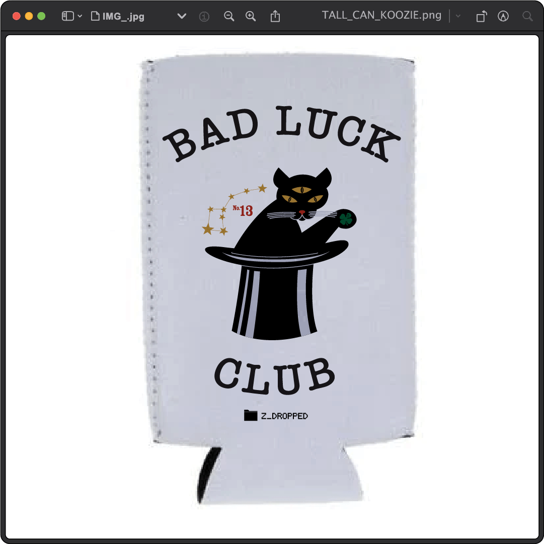 Z_DROPPED - Mens, Unisex, Women - Black Cat Koozie. - By: Zed Ropped