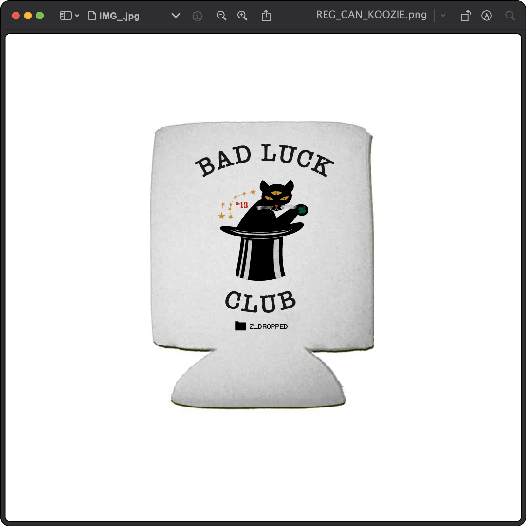 Z_DROPPED - Mens, Unisex, Women - Black Cat Koozie. - By: Zed Ropped