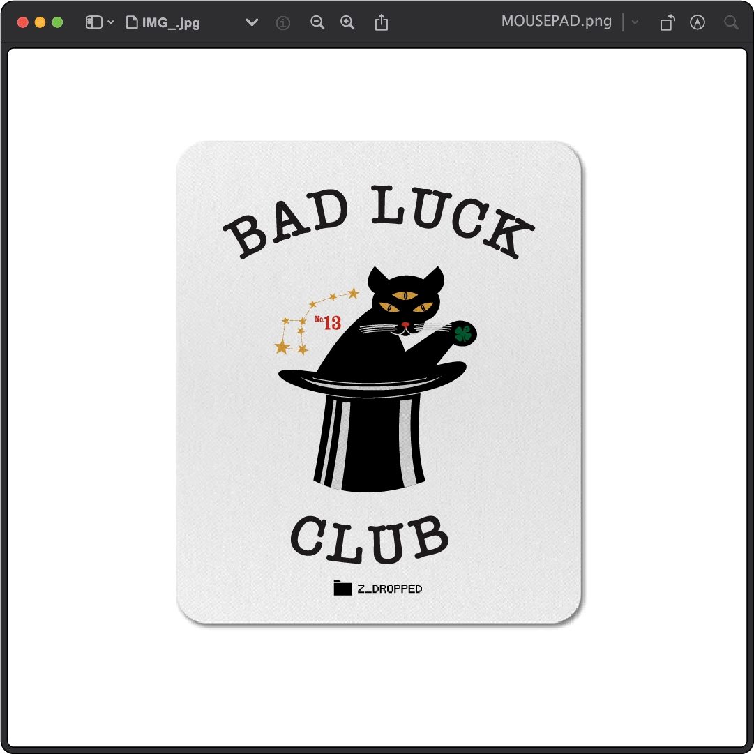 Z_DROPPED - Mens, Unisex, Women - Black Cat Mousepad. - By: Zed Ropped