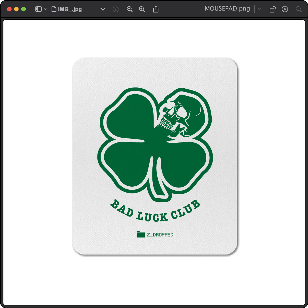 Z_DROPPED - Mens, Unisex, Women - Death Clover Mousepad. - By: Zed Ropped