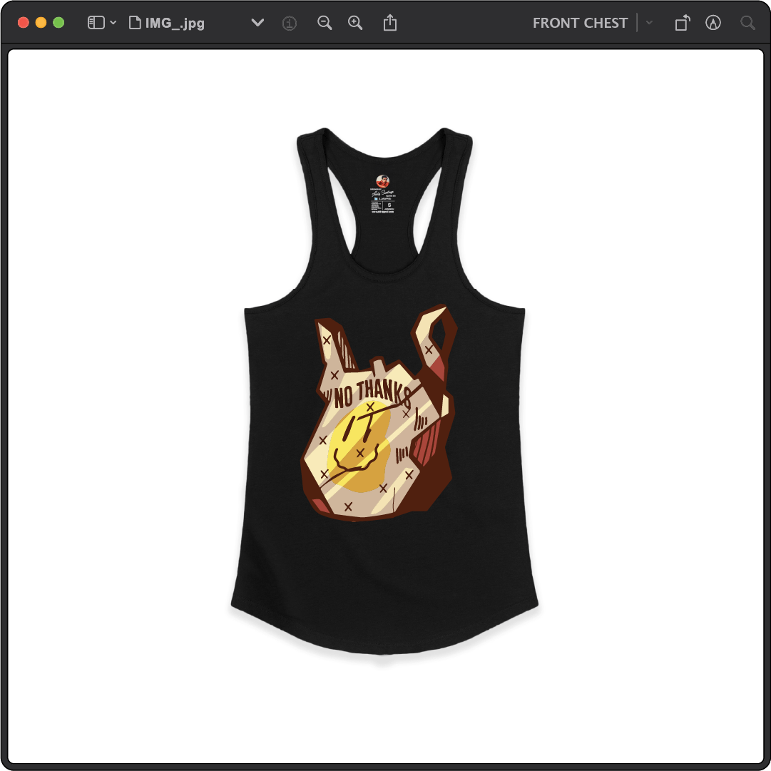 Z_DROPPED - Womens - Black - No Thanks Racer Back Tank. - By: Fredy Santiago