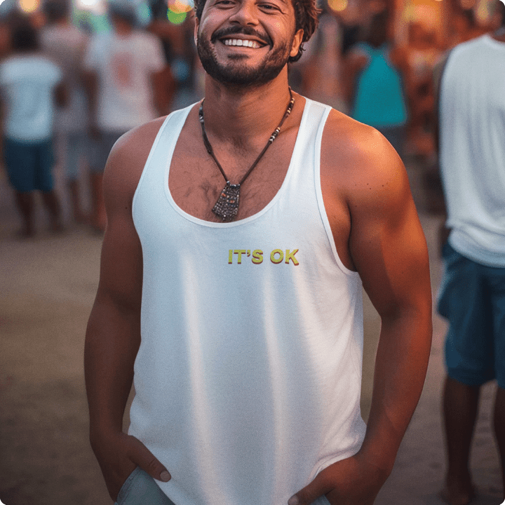 Z_DROPPED - Mens, Unisex - White - No Thanks Tank Top. - By: Fredy Santiago