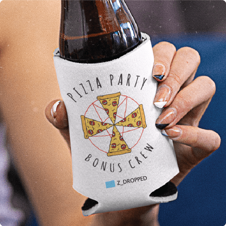 Z_DROPPED - Mens, Unisex, Women - Pizza Cult Koozie. - By: Z