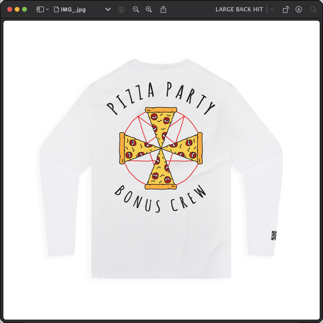 Z_DROPPED - Mens, Unisex - White - Pizza Cult Long Sleeve. - By: Z