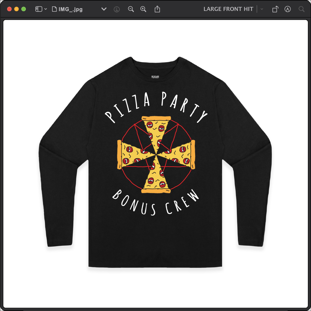 Z_DROPPED - Mens, Unisex - Black - Pizza Cult Long Sleeve. - By: Z