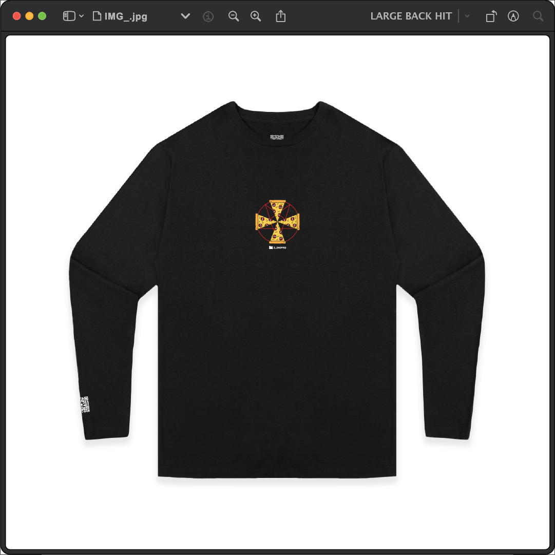 Z_DROPPED - Mens, Unisex - Black - Pizza Cult Long Sleeve. - By: Z