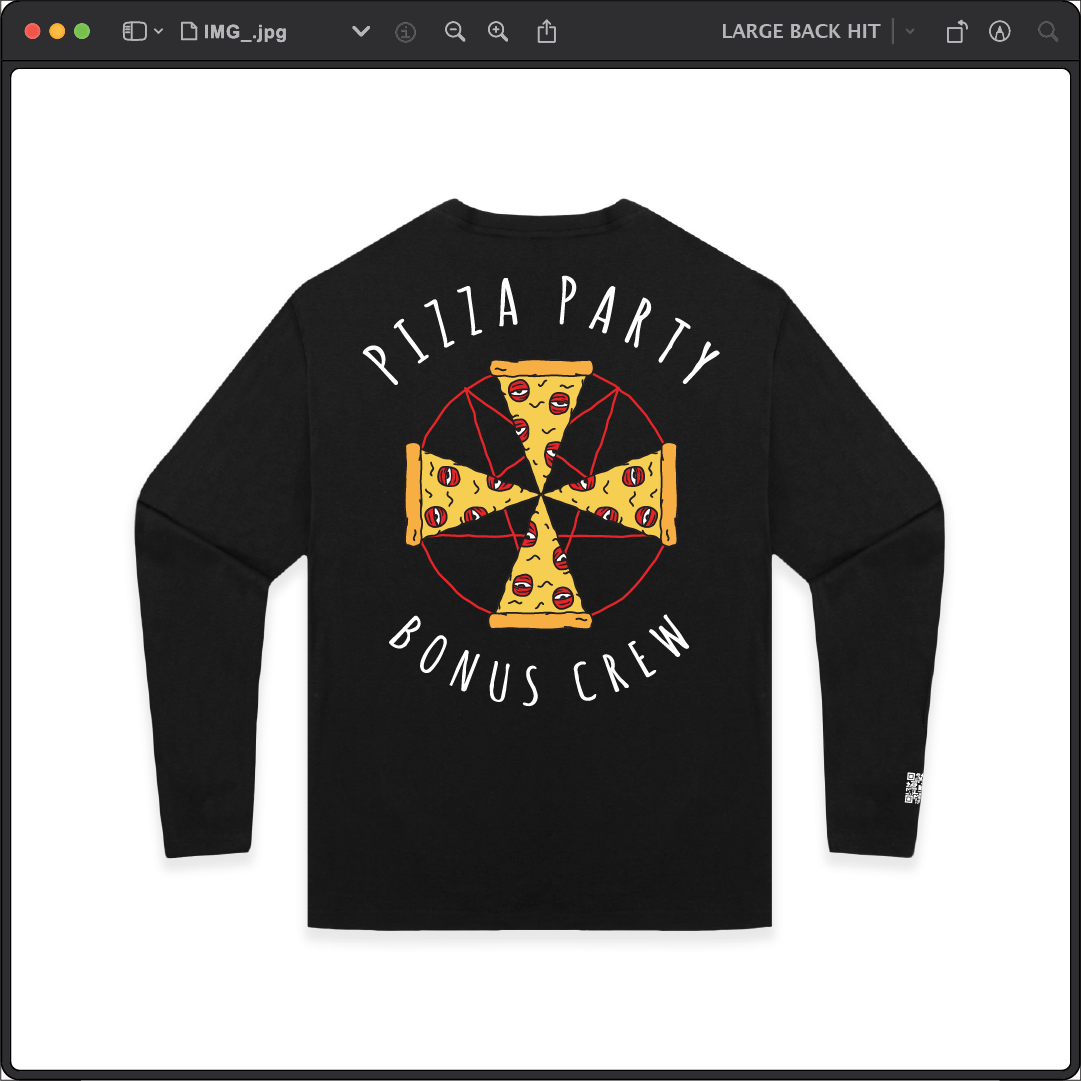 Z_DROPPED - Mens, Unisex - Black - Pizza Cult Long Sleeve. - By: Z