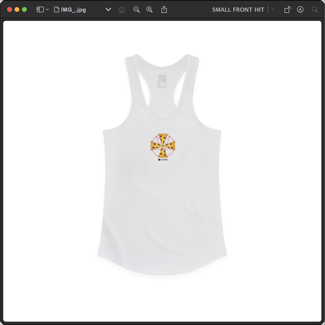 Z_DROPPED - Mens, Unisex - White - Pizza Cult Racer Back Tank. - By: Z