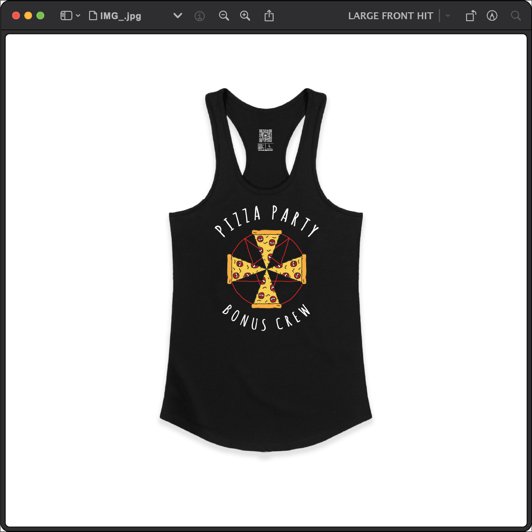 Z_DROPPED - Mens, Unisex - Black - Pizza Cult Racer Back Tank. - By: Z