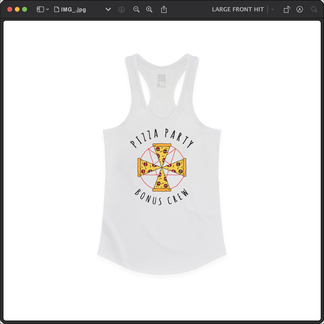 Z_DROPPED - Mens, Unisex - White - Pizza Cult Racer Back Tank. - By: Z