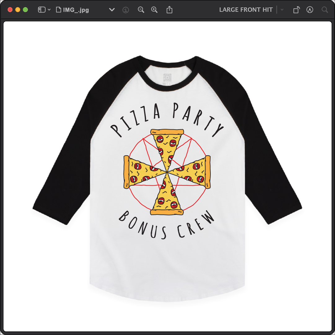 Z_DROPPED - Mens, Unisex - Black / White - Pizza Cult Raglan. - By: Z