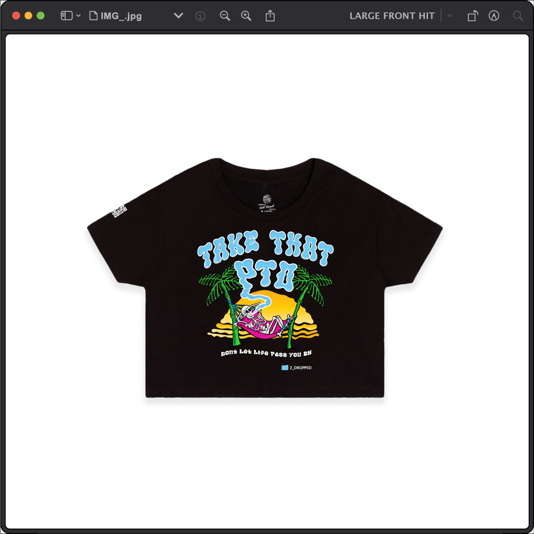 Z_DROPPED - Womens - Black - PTO or PTSD Crop Top. - By: Keith Kuniyuki