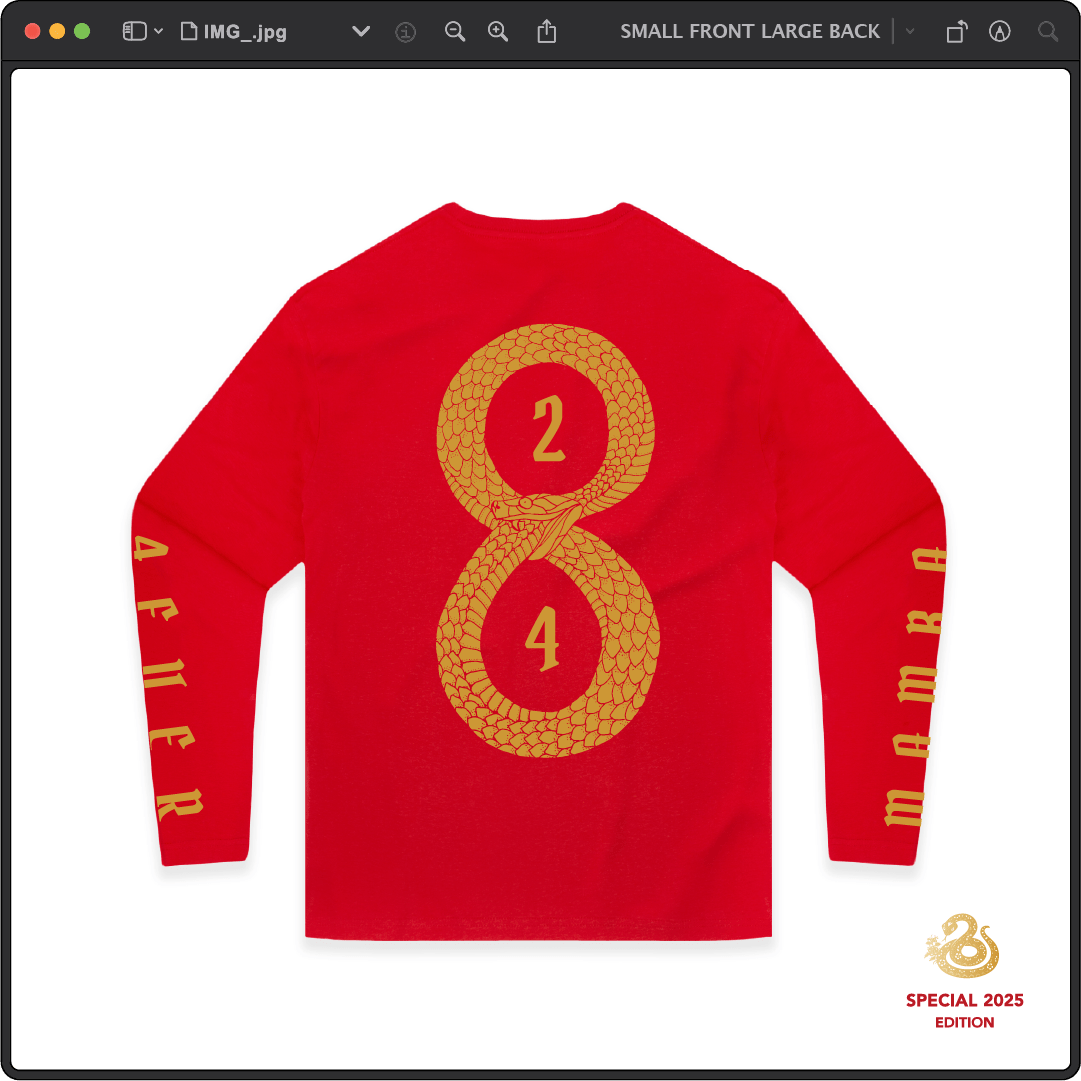 Z_DROPPED - Mens, Unisex - Red - Mamba 8/24 Long Sleeve. - By: Jose Hurtado