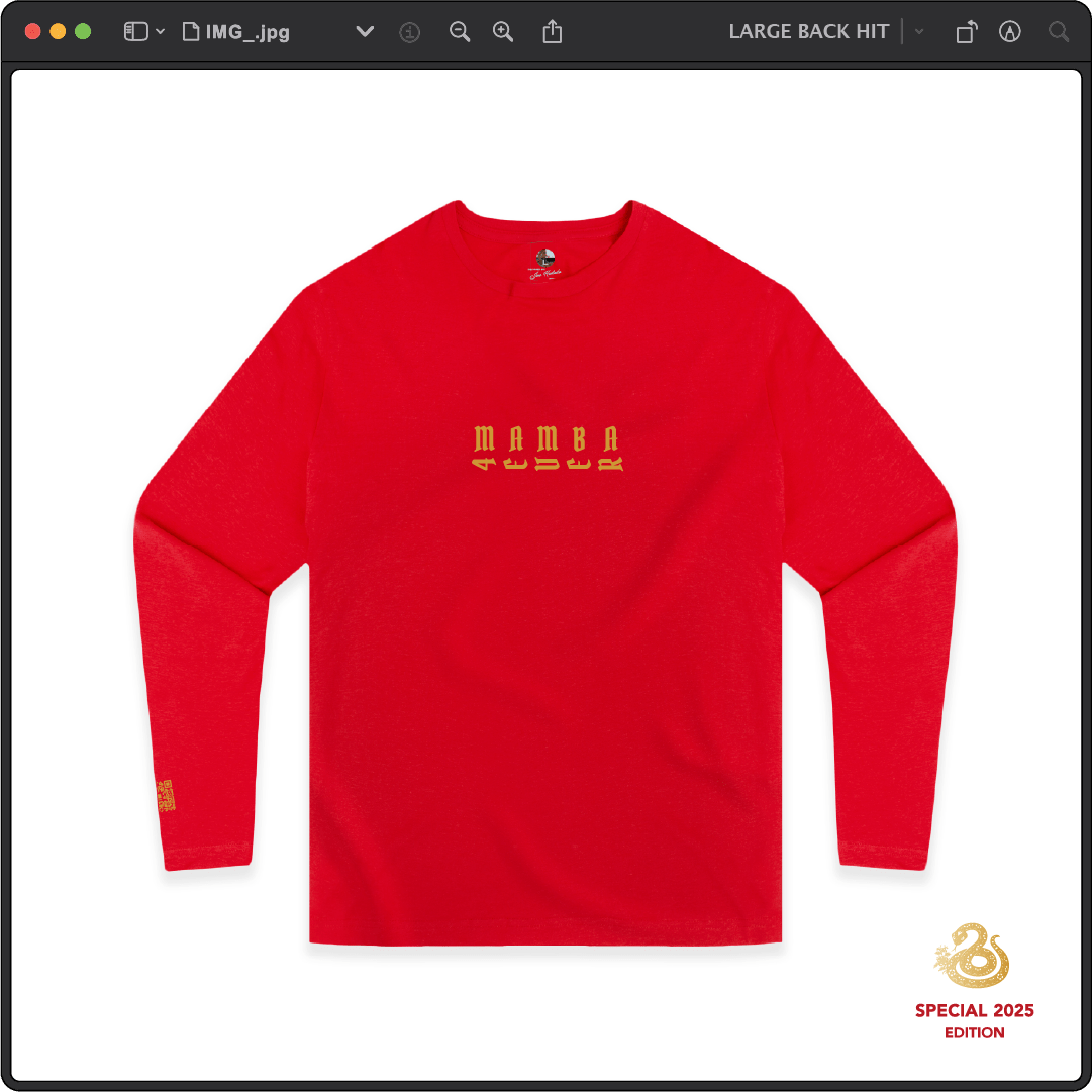 Z_DROPPED - Mens, Unisex - Red - Mamba 8/24 Long Sleeve. - By: Jose Hurtado