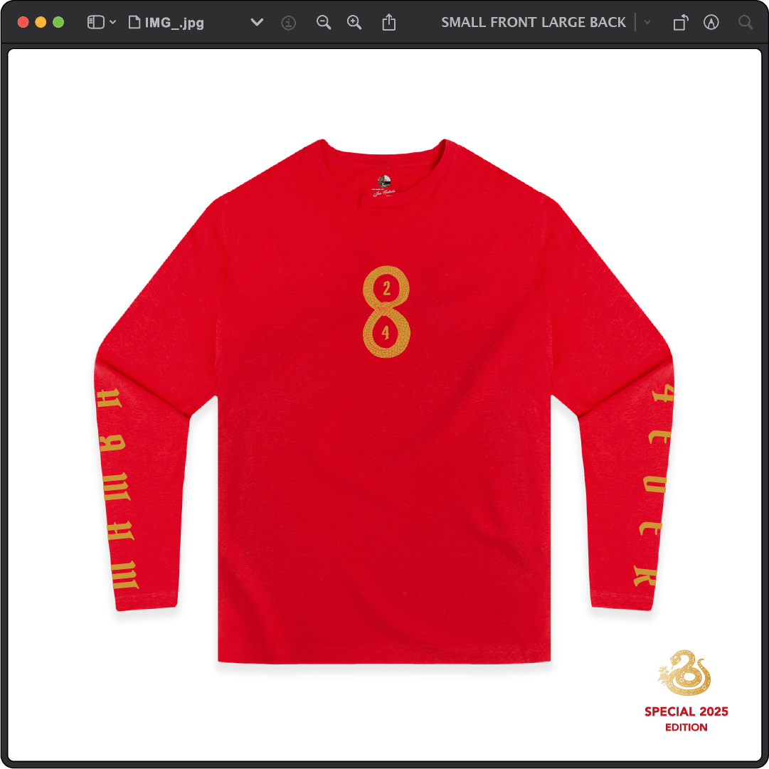 Z_DROPPED - Mens, Unisex - Red - Mamba 8/24 Long Sleeve. - By: Jose Hurtado