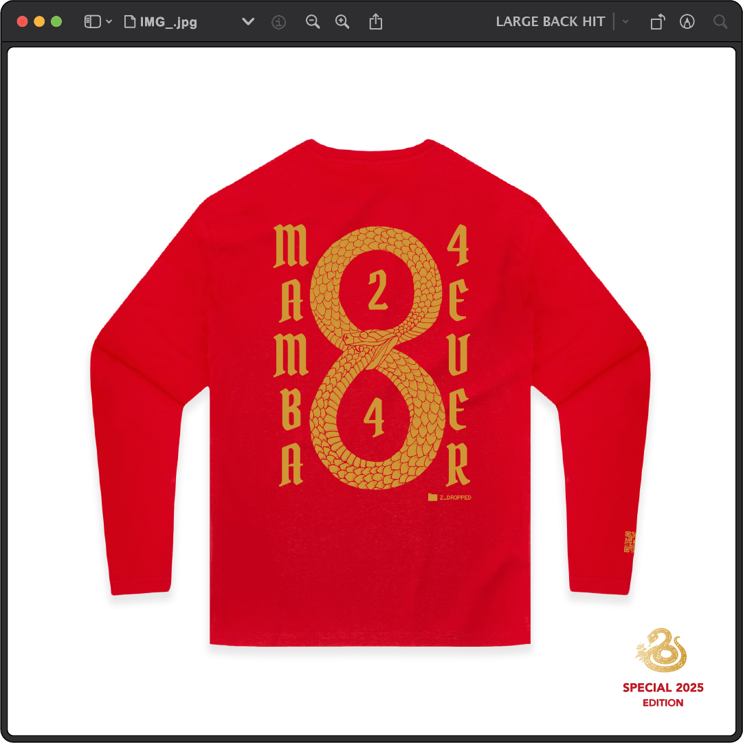 Z_DROPPED - Mens, Unisex - Red - Mamba 8/24 Long Sleeve. - By: Jose Hurtado