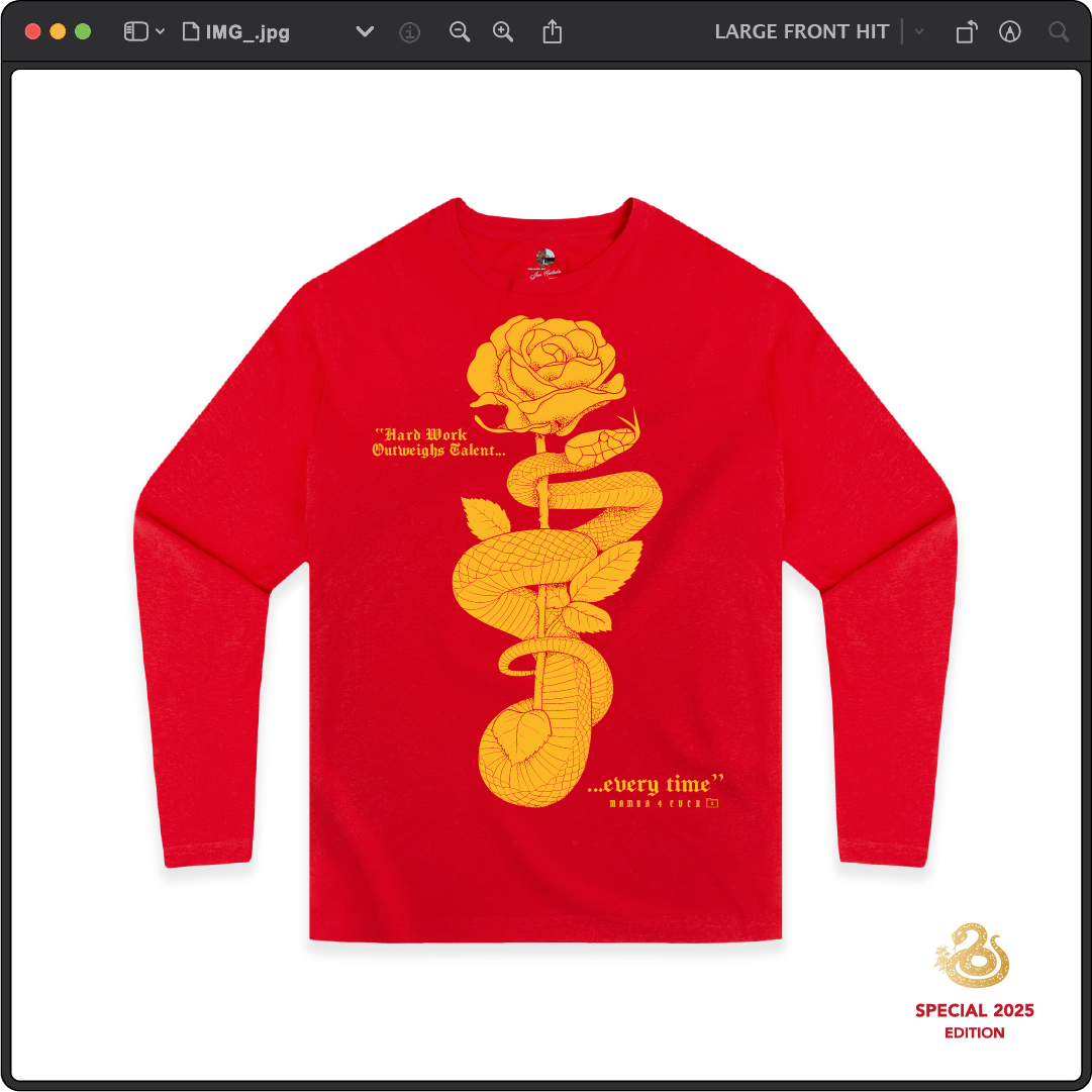 Z_DROPPED - Mens, Unisex - Red - Mamba Quote Long Sleeve. - By: Jose Hurtado