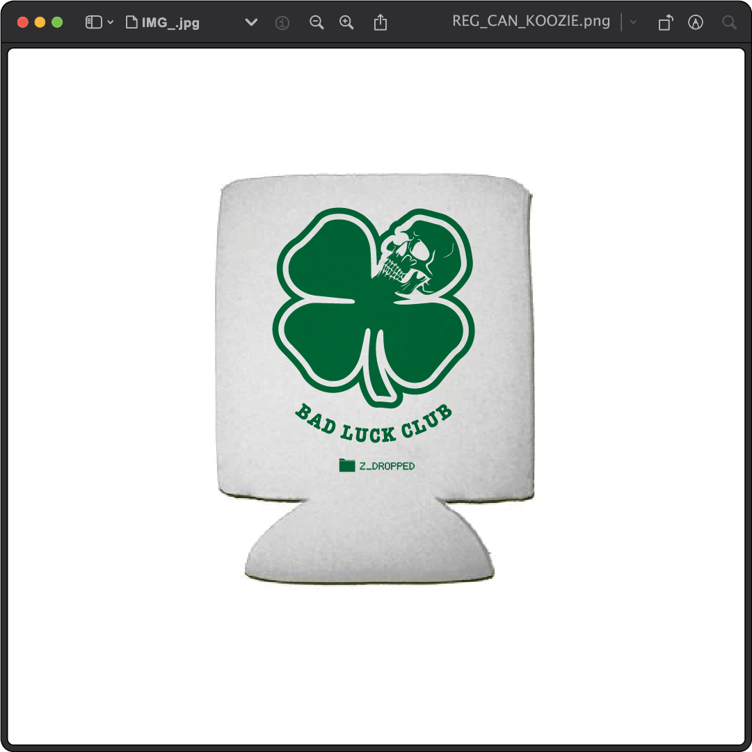 Z_DROPPED - Mens, Unisex, Women - Regular - Death Clover Koozie. - By: Zed Ropped