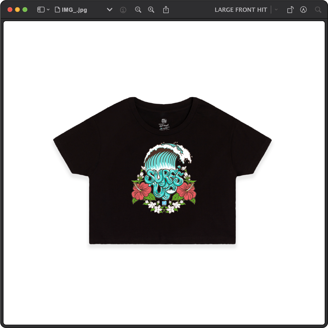 Z_DROPPED - Womens - Black - Surf's Up Crop Top. - By: Keith Kuniyuki