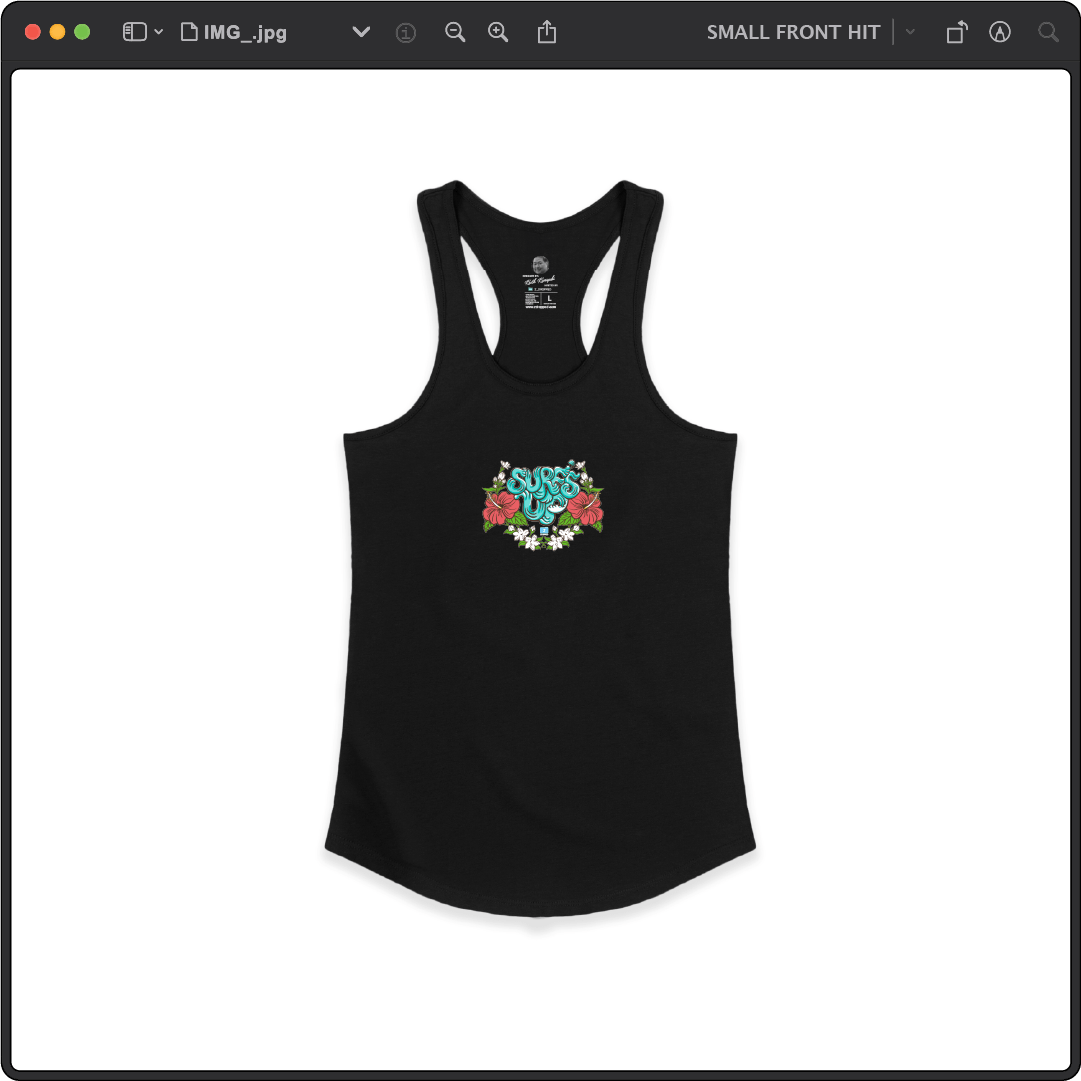 Z_DROPPED - Womens - Black - Surf's Up Racer Back Tank. - By: Keith Kuniyuki