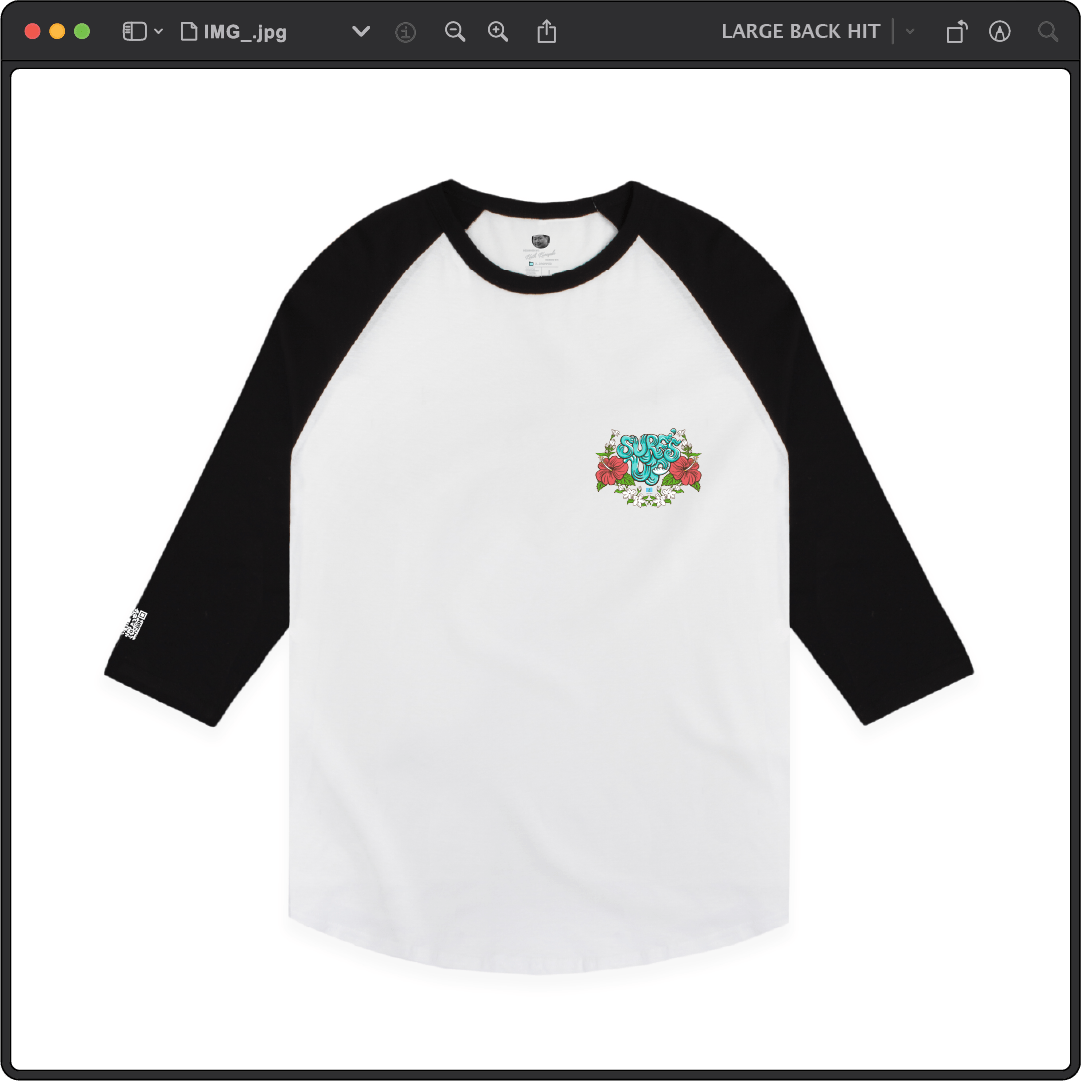 Z_DROPPED - Mens, Unisex - White / Black - Surf's Up Raglan. - By: Keith Kuniyuki