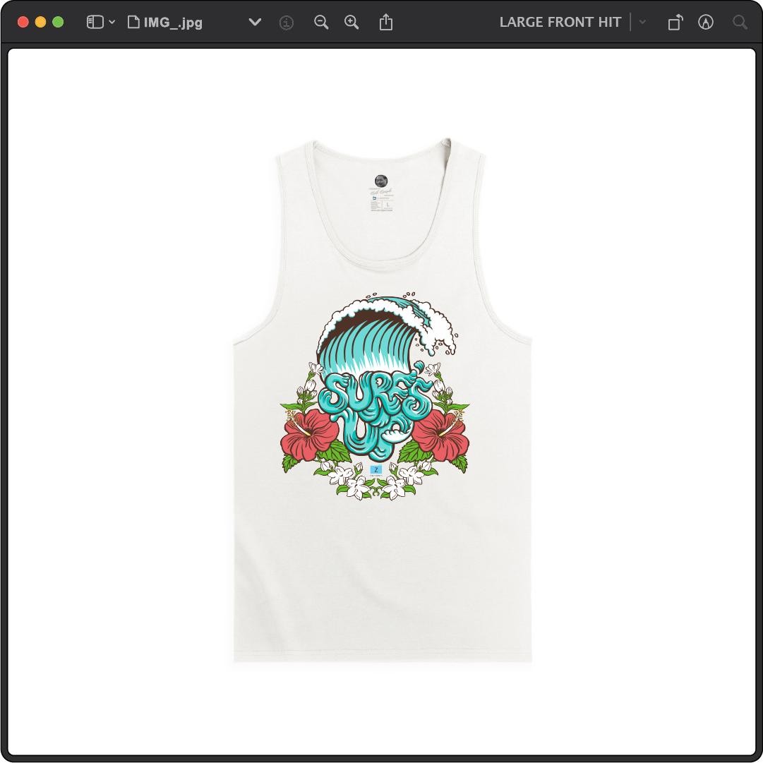 Z_DROPPED - Mens, Unisex - White - Surf's Up Tank Top. - By: Keith Kuniyuki