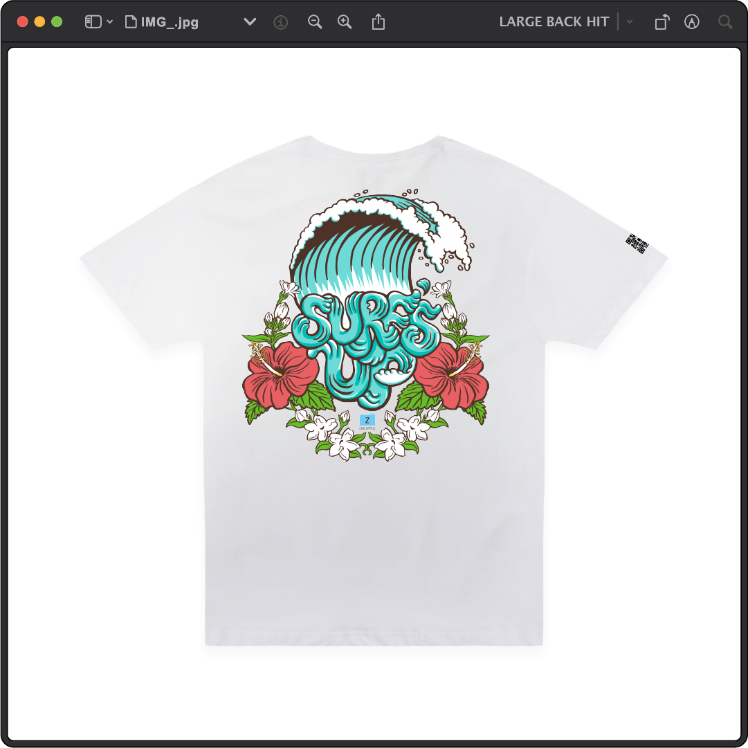 Z_DROPPED - Mens, Unisex - White - Surf's Up Tee. - By: Keith Kuniyuki