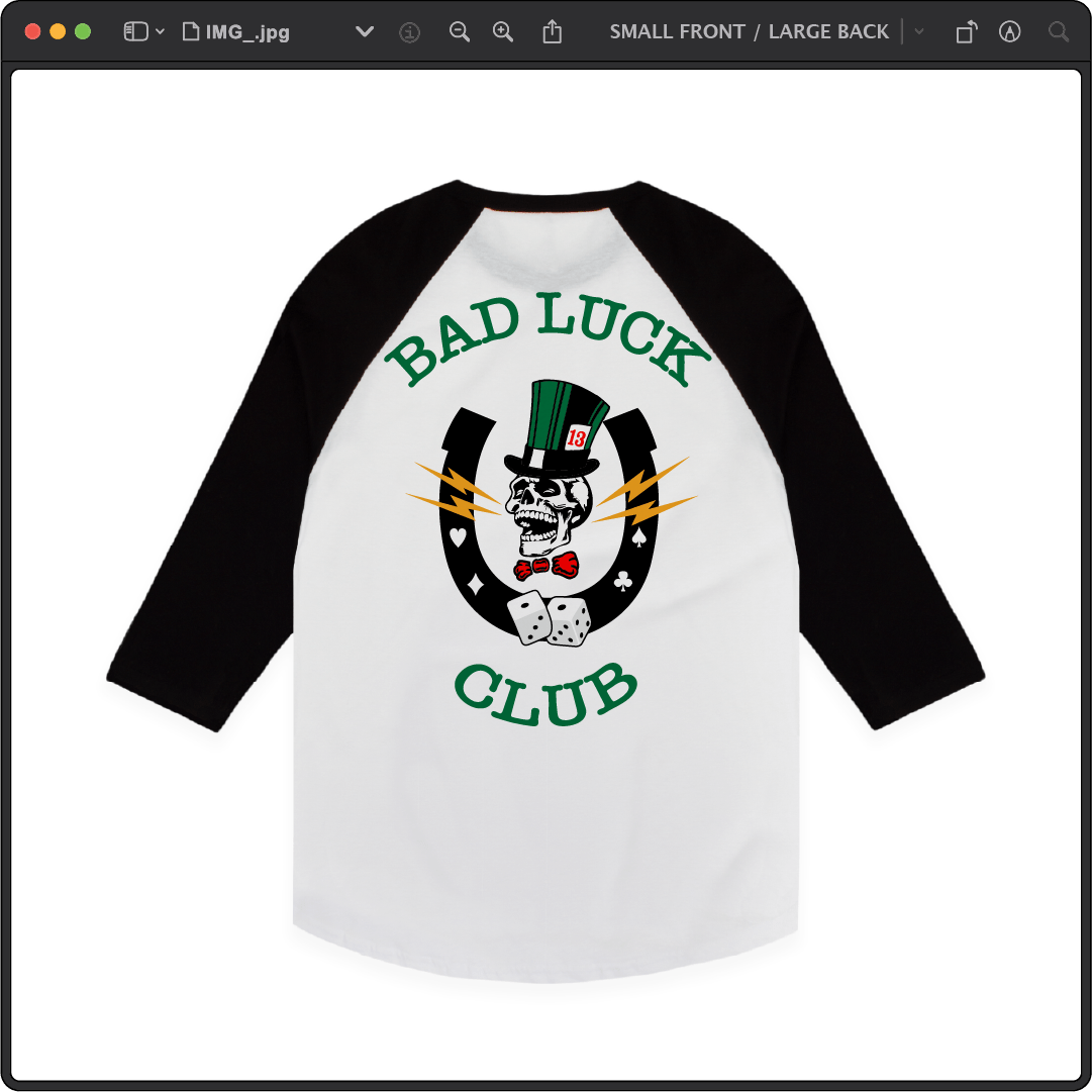 Z_DROPPED - Mens, Unisex, Women - White / Black - High Roller Raglan. - By: Zed Ropped