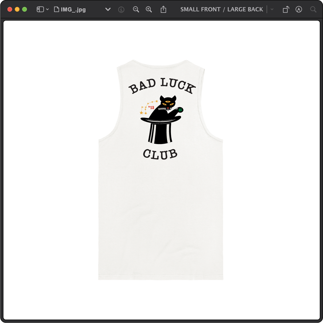 Z_DROPPED - Mens, Unisex - White - Black Cat Tank Top. - By: Zed Ropped