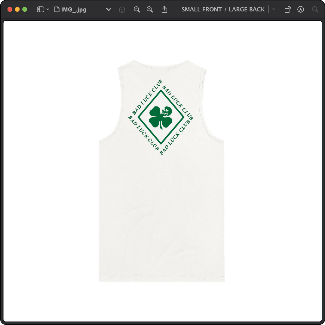 Z_DROPPED - Mens, Unisex - White - Death Clover Tank Top. - By: Zed Ropped