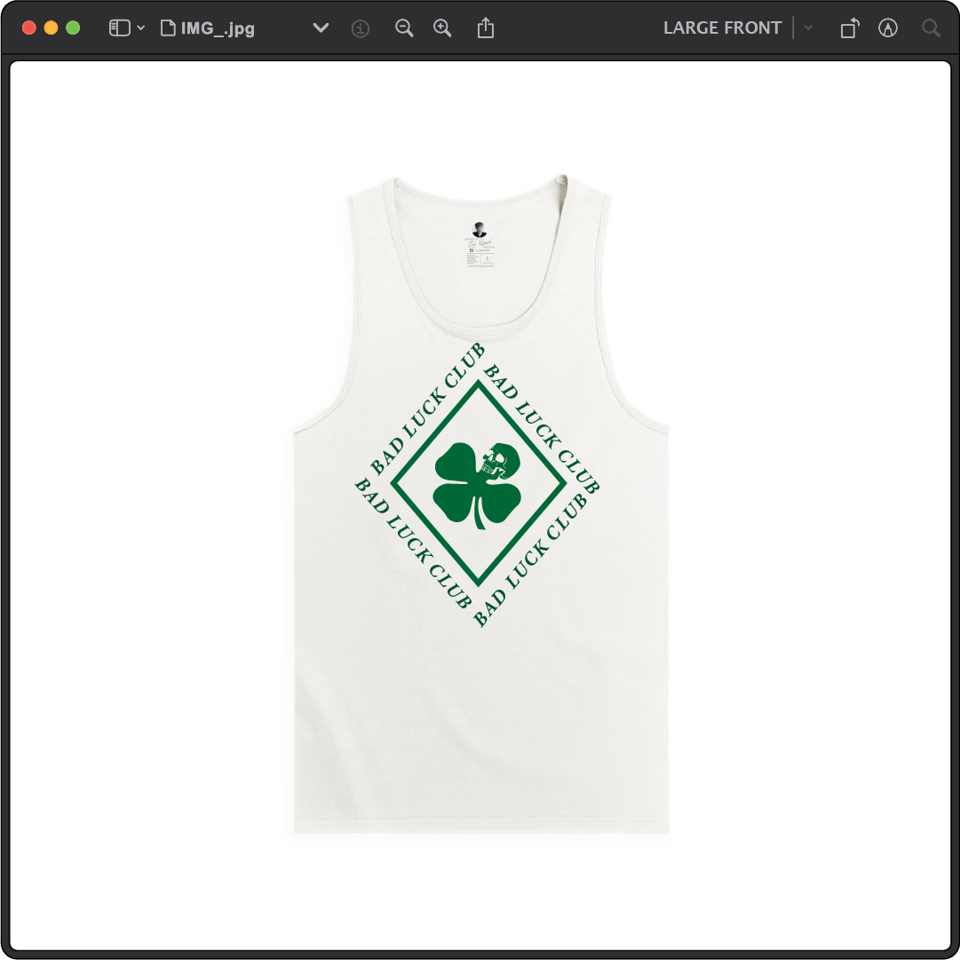 Z_DROPPED - Mens, Unisex - White - Death Clover Tank Top. - By: Zed Ropped