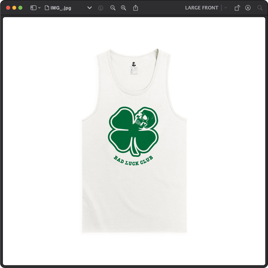 Z_DROPPED - Mens, Unisex - White - Death Clover Tank Top. - By: Zed Ropped