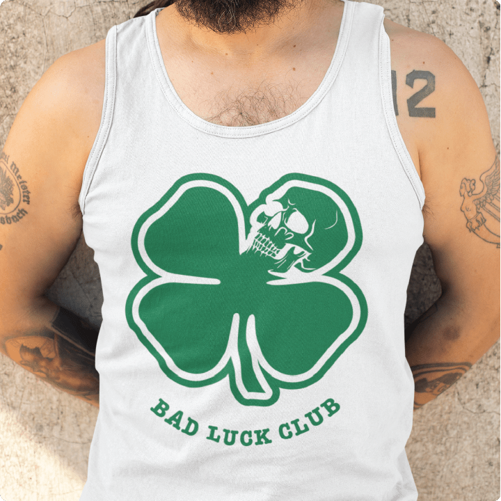 Z_DROPPED - Mens, Unisex - White - Death Clover Tank Top. - By: Zed Ropped