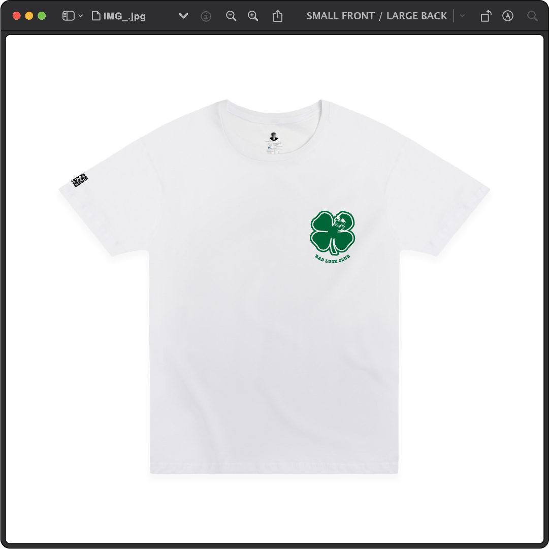 Z_DROPPED - Mens, Unisex - White - Death Clover Tee. - By: Zed Ropped