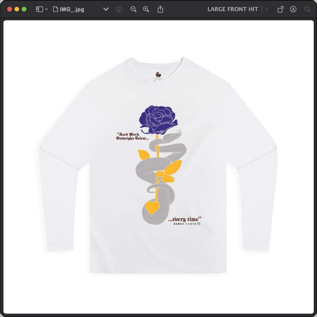 Z_DROPPED - Mens, Unisex - White - Mamba Quote Long Sleeve. - By: Jose Hurtado