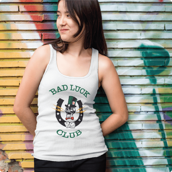 Z_DROPPED - Womens - White - High Roller Racer Back Tank. - By: Zed Ropped