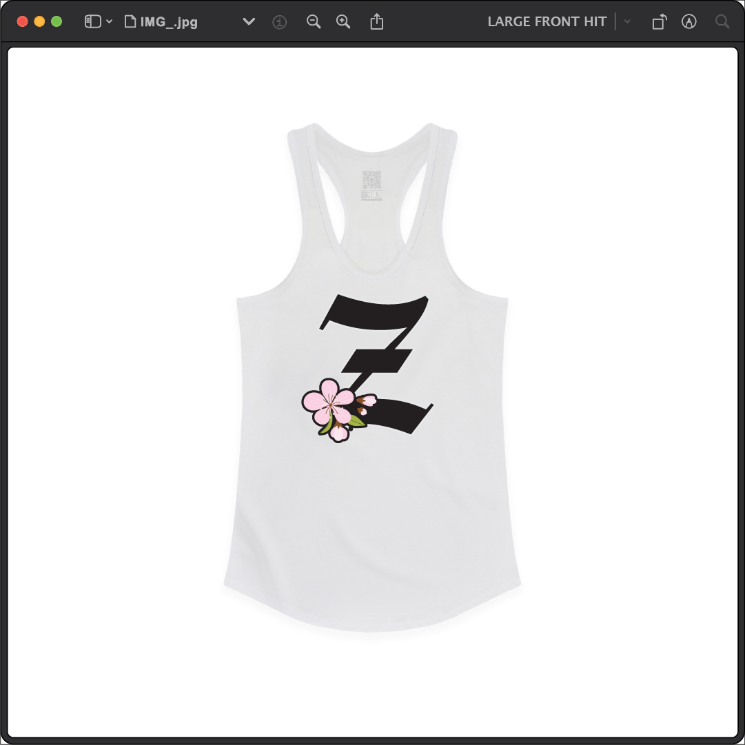 Z_DROPPED - Womens - White - Z_BLOSSOM Racer Back Tank. - By: Z