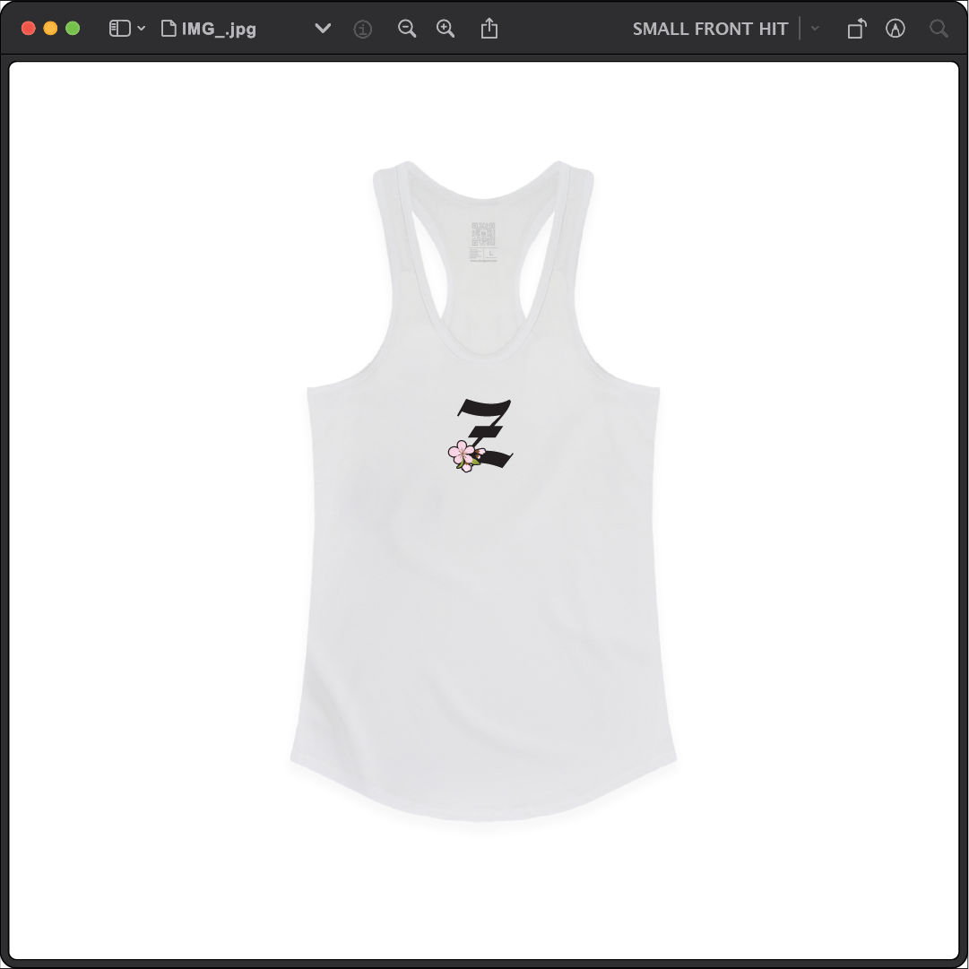 Z_DROPPED - Womens - White - Z_BLOSSOM Racer Back Tank. - By: Z