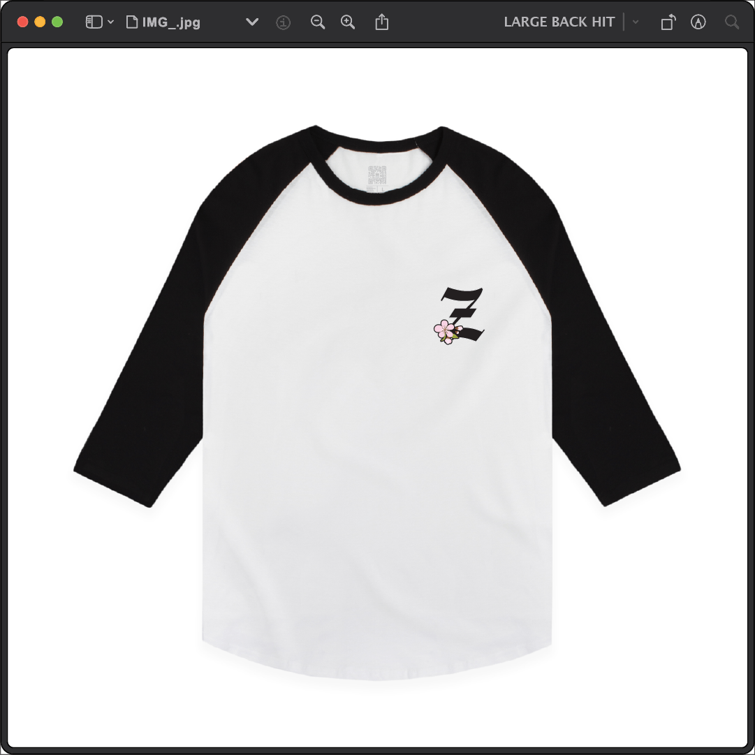 Z_DROPPED - Mens, Unisex - Black / White - Z_BLOSSOM Raglan. - By: Z