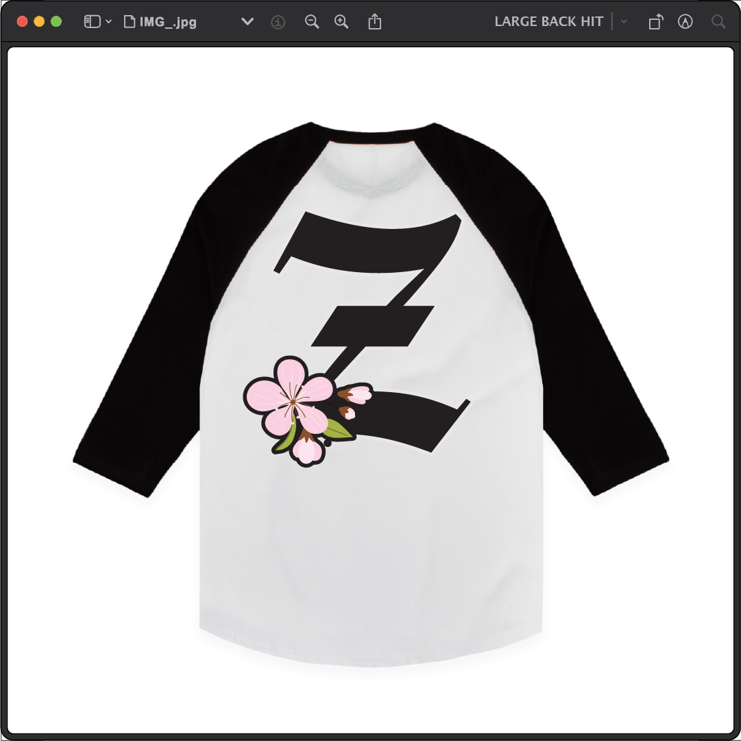 Z_DROPPED - Mens, Unisex - Black / White - Z_BLOSSOM Raglan. - By: Z